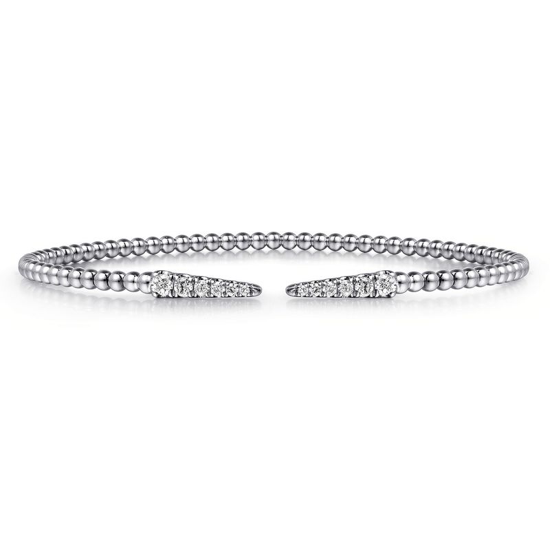 Split Bujukan Bead Cuff Bracelet with Diamond Pave Spikes