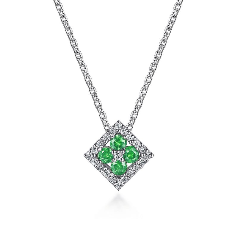 14KW .20cttw Emerald and Diamond  Necklace