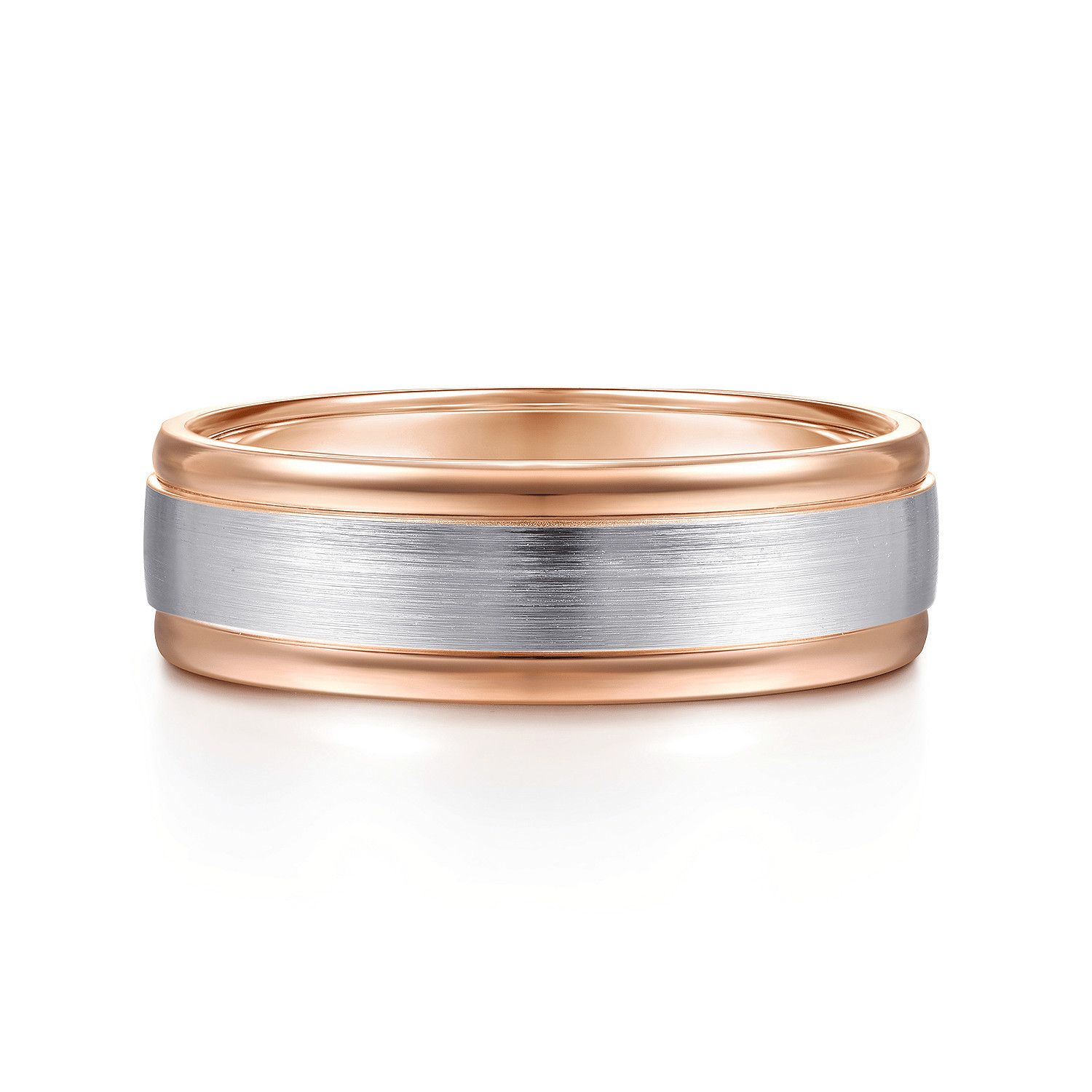 14KWR 7mm Satin Finish and Polished Edge 2-tone Mens Band sz 9.5