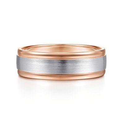 14KWR 7mm Satin Finish and Polished Edge 2-tone Mens Band sz 9.5