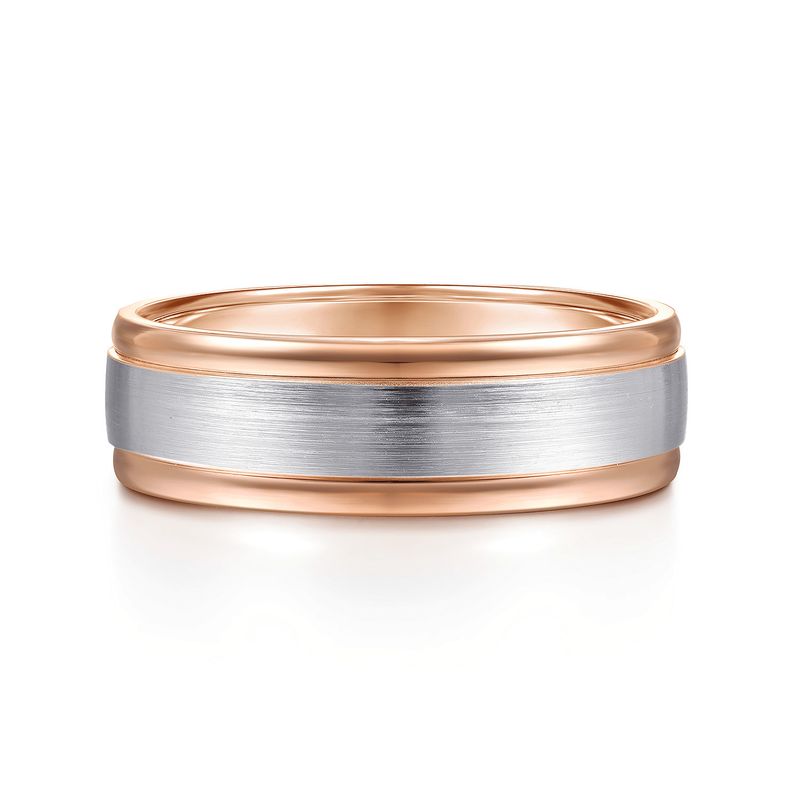 14KWR 7mm Satin Finish and Polished Edge 2-tone Mens Band sz 9.5