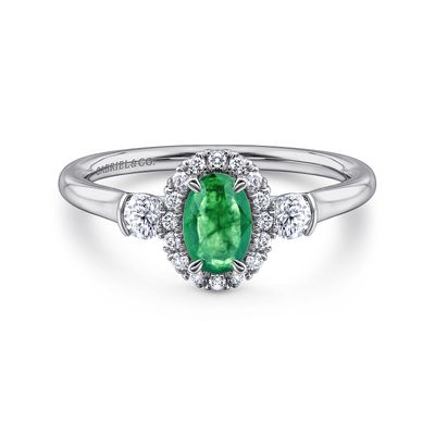 .38ct Emerald and .26cttw Diamond Ring/14KW