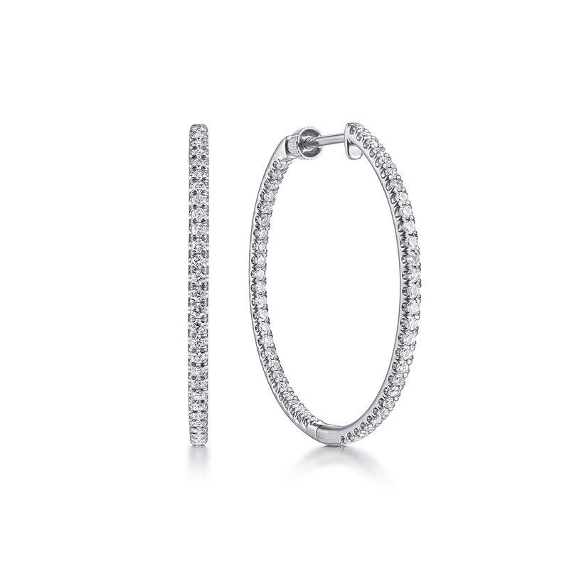 30mm French Set Inside Out Diamond Hoops