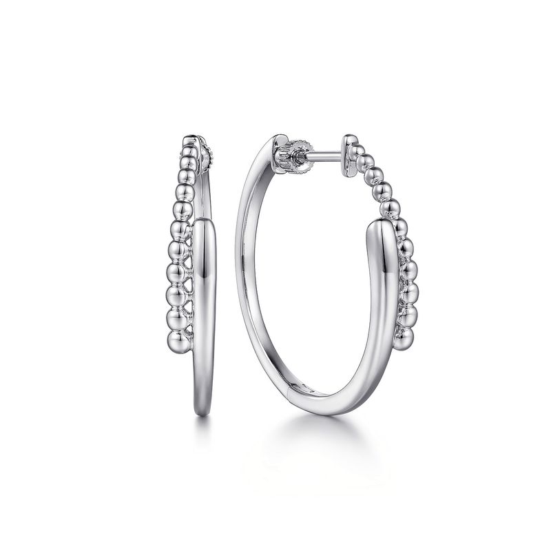 30mm Beaded Bypass Hoop Earrings