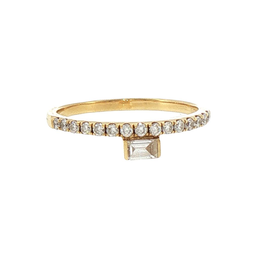 18KY .10ct Diamond Rectangle and .21ct Diamond Band