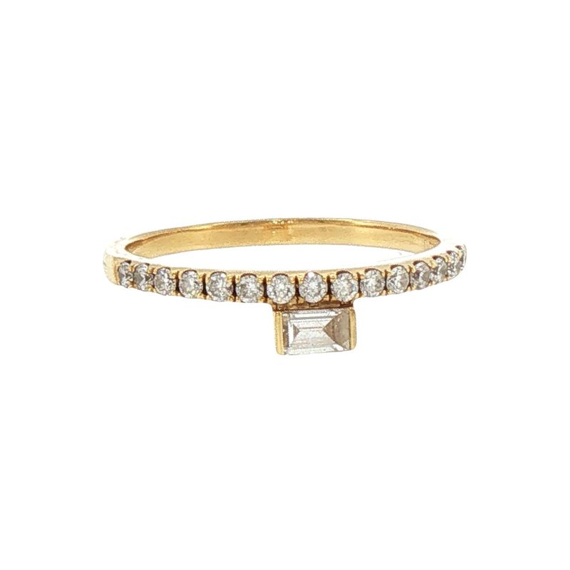 18KY .10ct Diamond Rectangle and .21ct Diamond Band