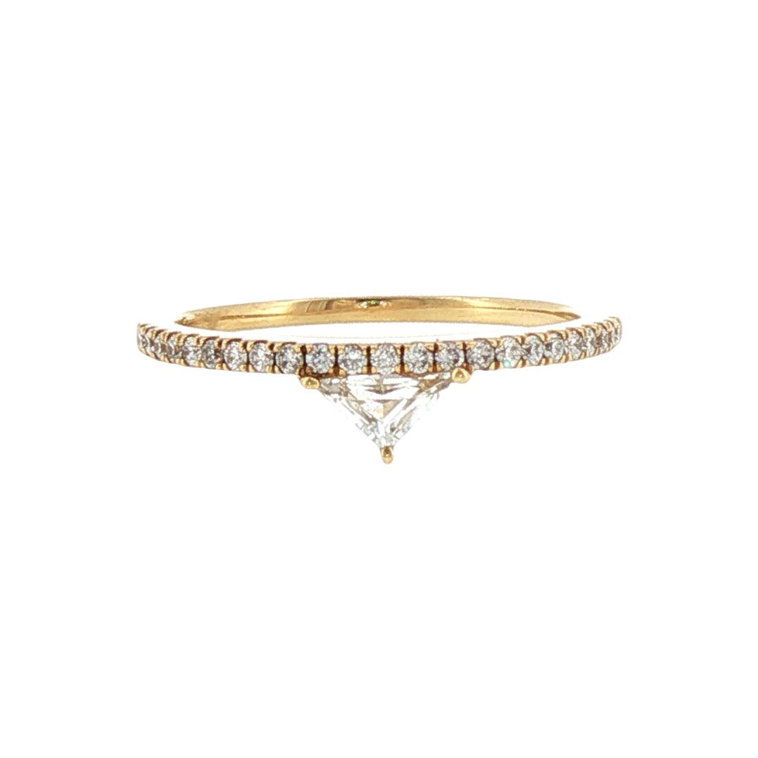 18KY .22ct Triangle White Topaz and .19ct Diamond Ring