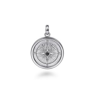 SS Compass Pendant with Black Spinel