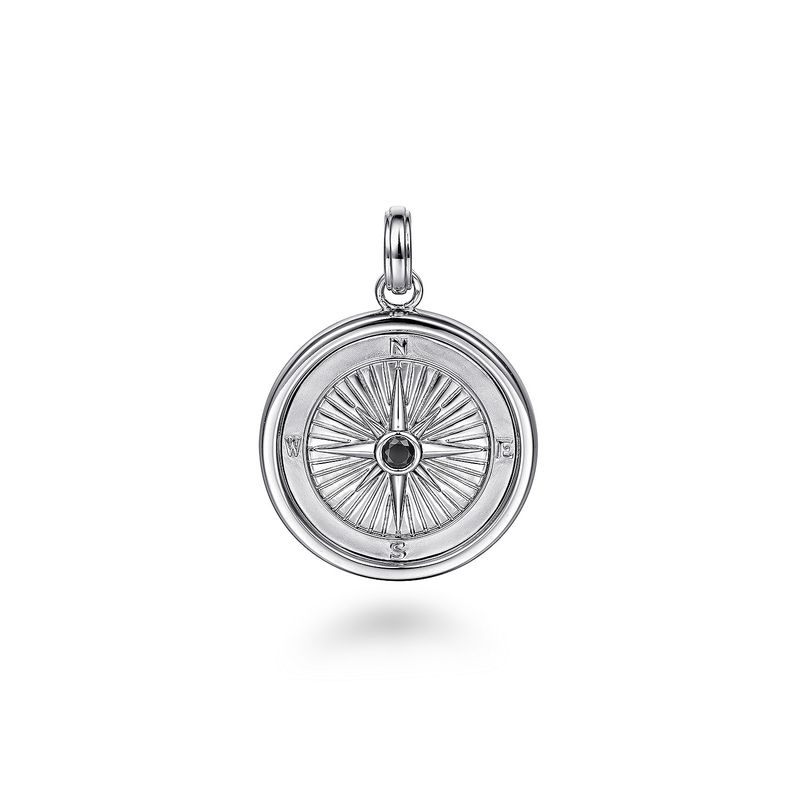 SS Compass Pendant with Black Spinel