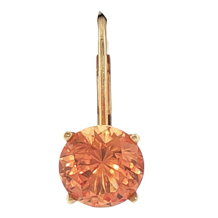 14KY 7mm Round Lab Created Orange Sapphire Earrings