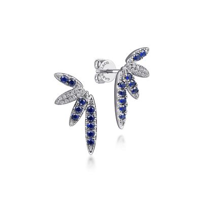Sterling Silver Diamond and Sapphire Lusso Floral Stud Earrings