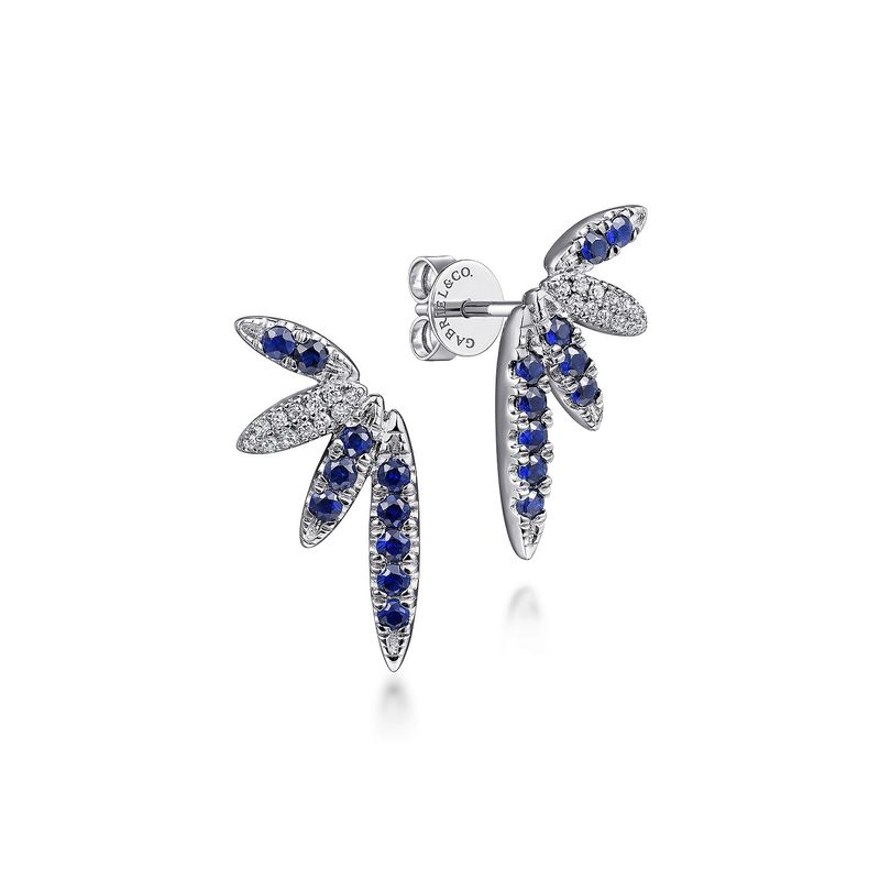 Sterling Silver Diamond and Sapphire Lusso Floral Stud Earrings