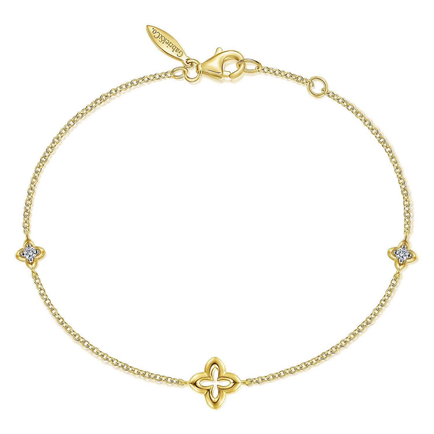 14KY White Sapphire Clover Bracelet