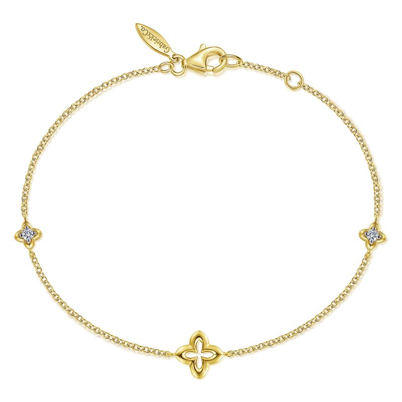 14KY White Sapphire Clover Bracelet