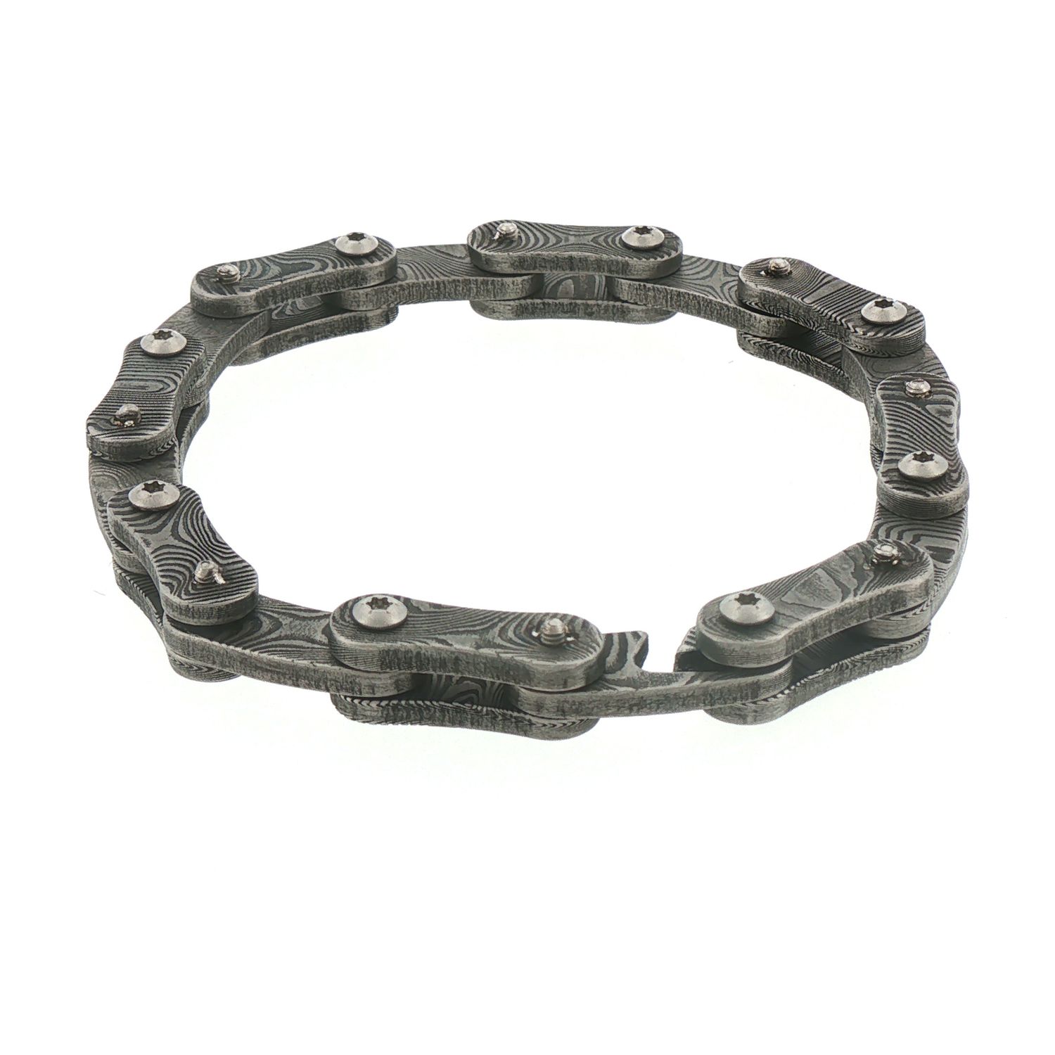 Damascus Steel Bike Chain Bracelet 8"
