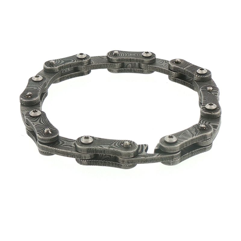 Damascus Steel Bike Chain Bracelet 8"