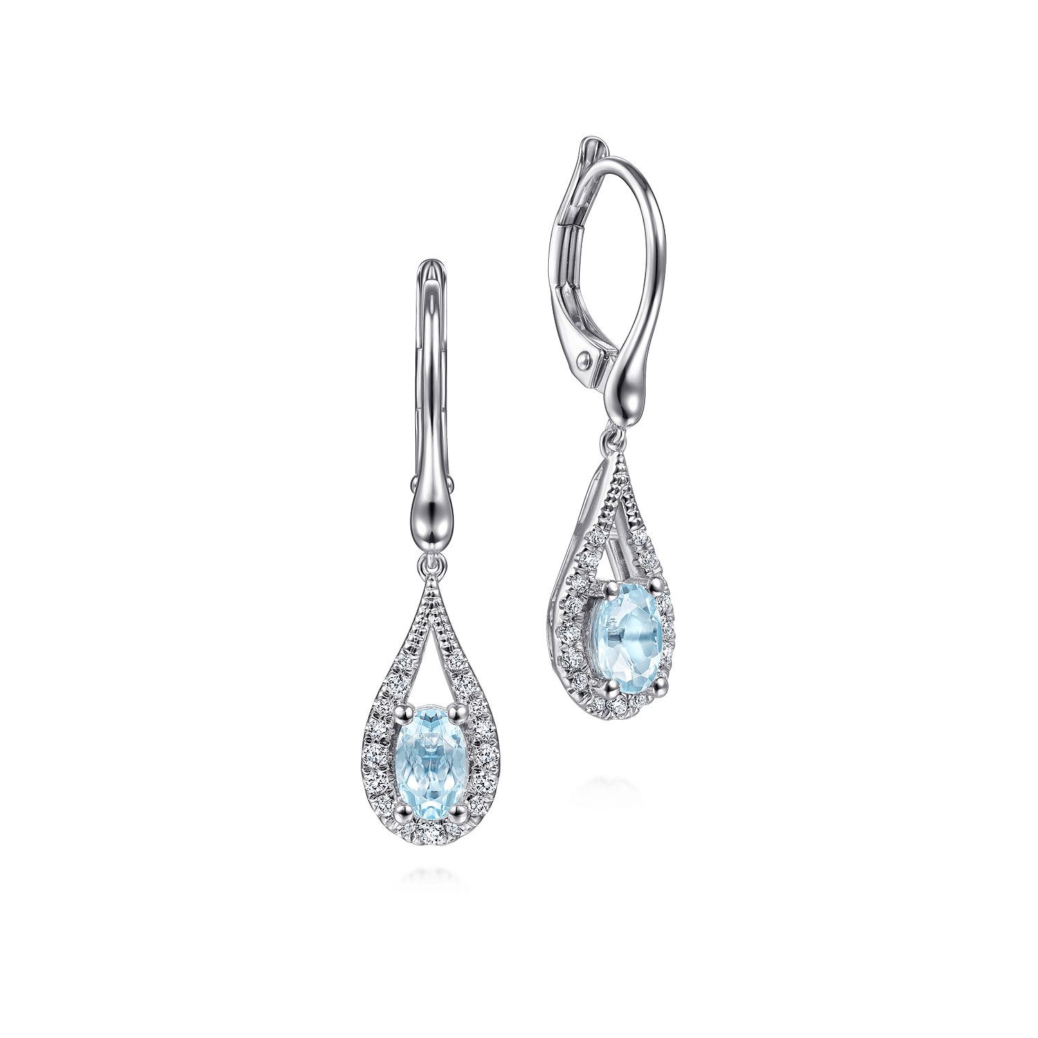 Aquamarine and Diamond Drop Earrings