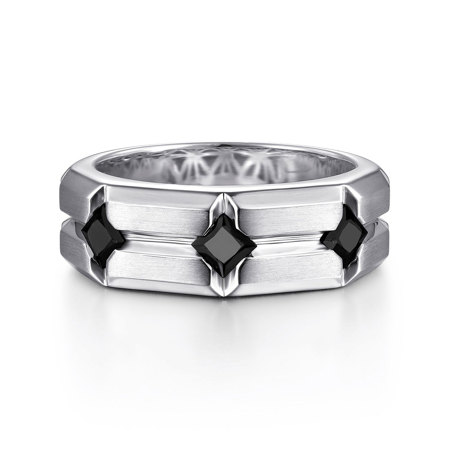 SS Black Spinel Contemporary Ring