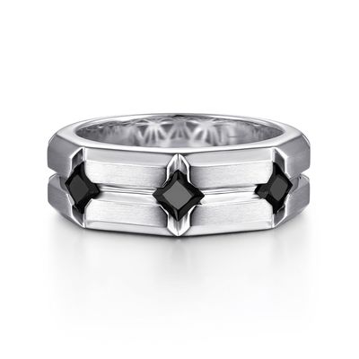 SS Black Spinel Contemporary Ring
