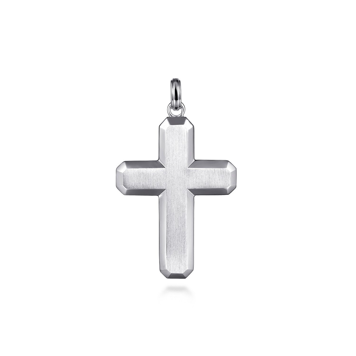 Large Brushed Classic Cross Pendant SS