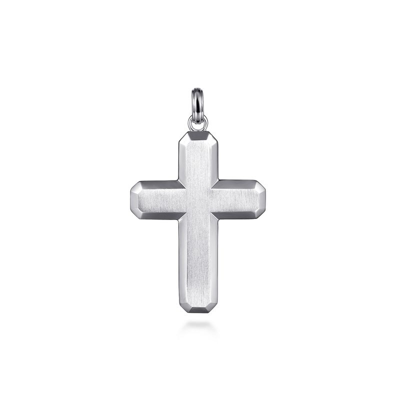 Large Brushed Classic Cross Pendant SS