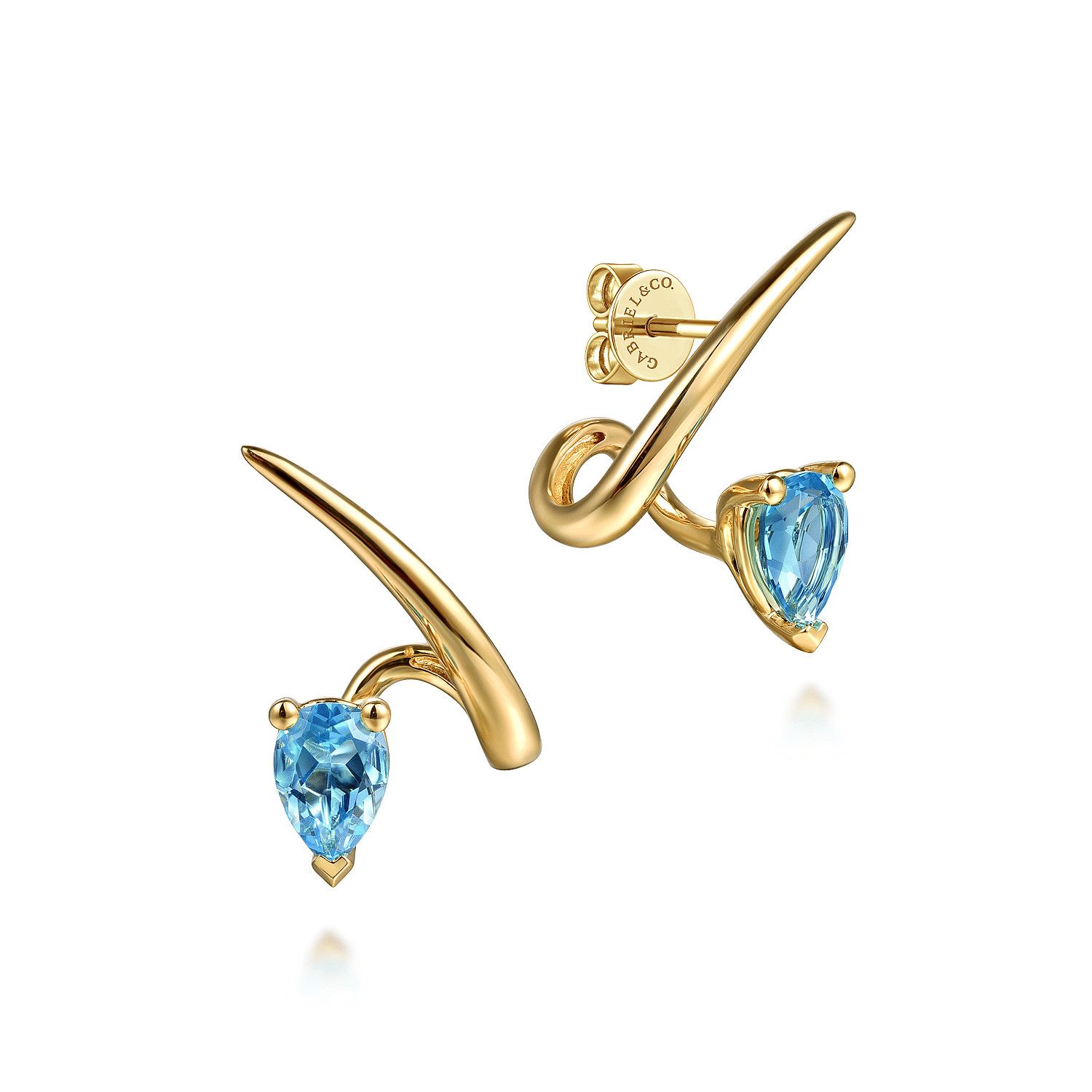 Swiss Blue Topaz Pear Twisted Earrings