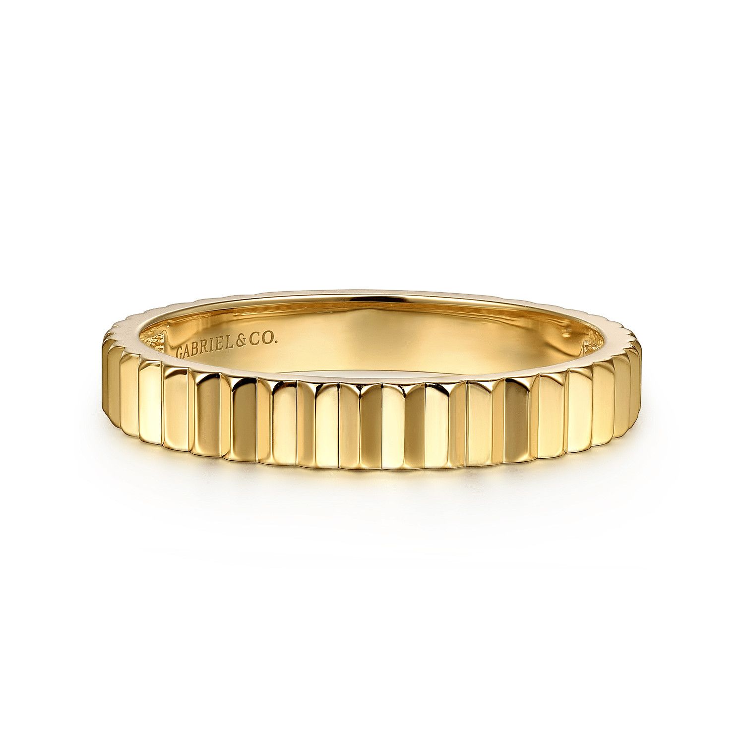 14KY  Diamond Cut Stackable Ring