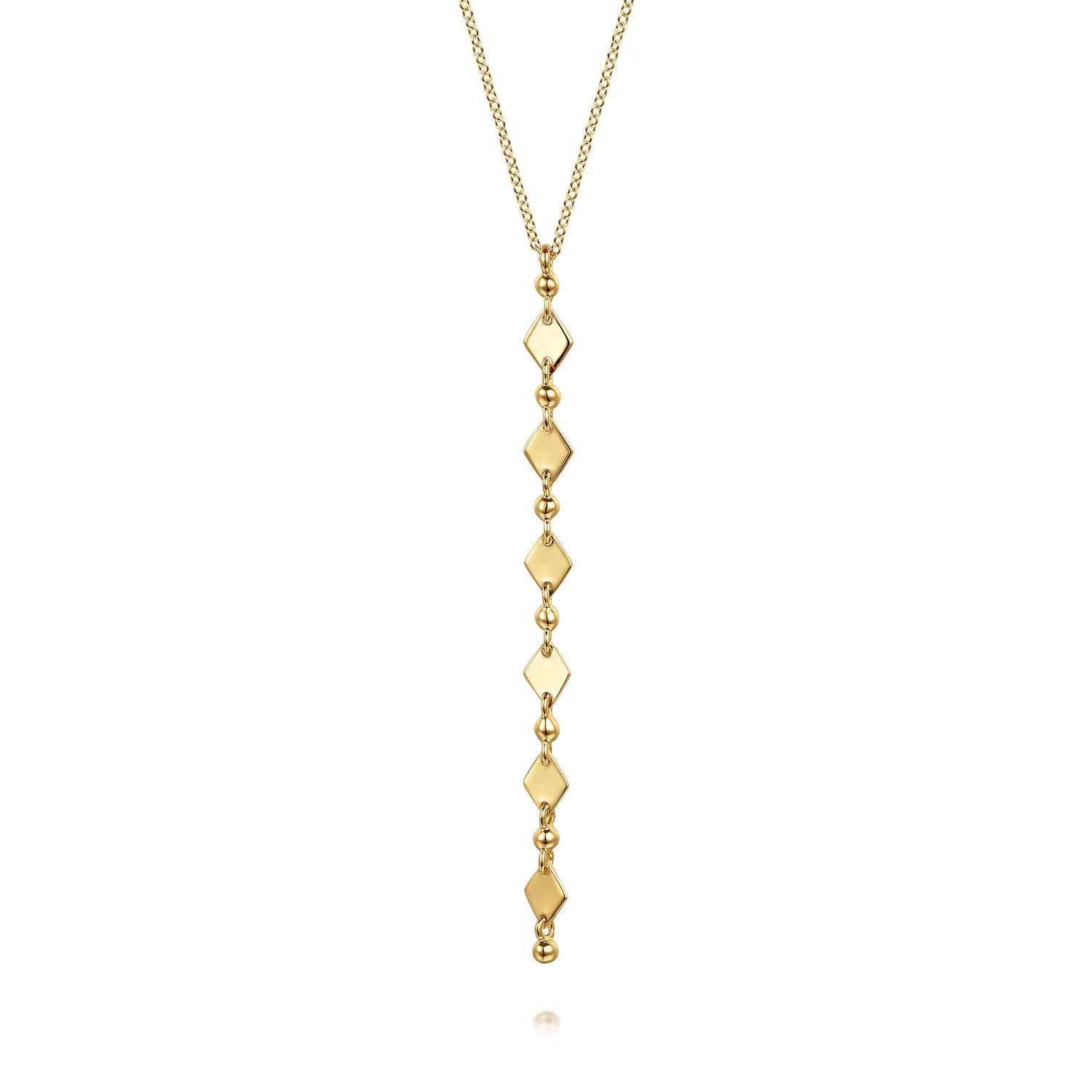 14KY Kite Shapes Vertical Bar Necklace