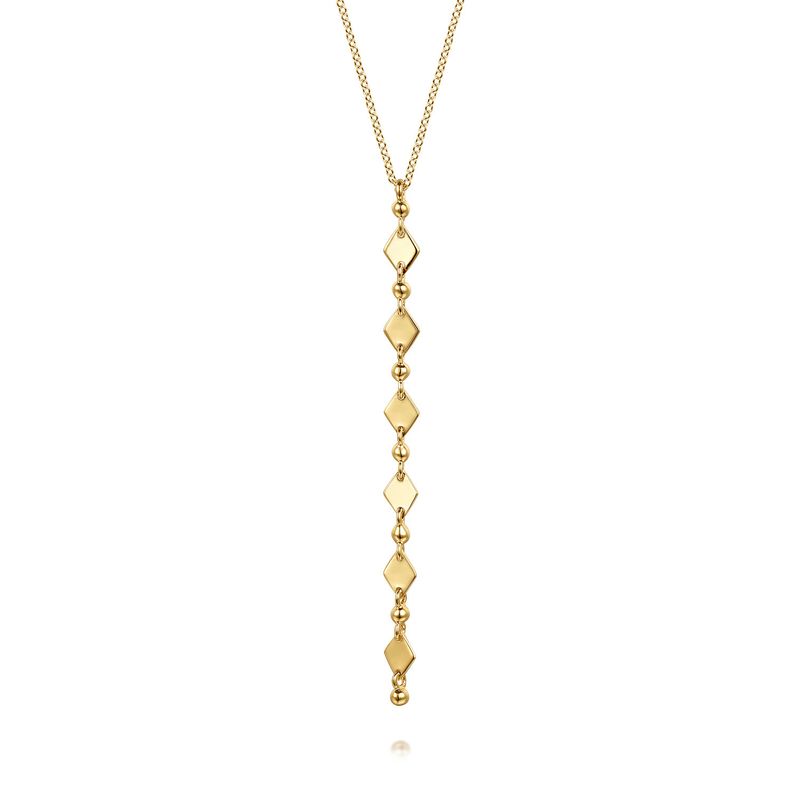 14KY Kite Shapes Vertical Bar Necklace