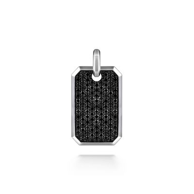 SS Black Spinel Pave Dog Tag