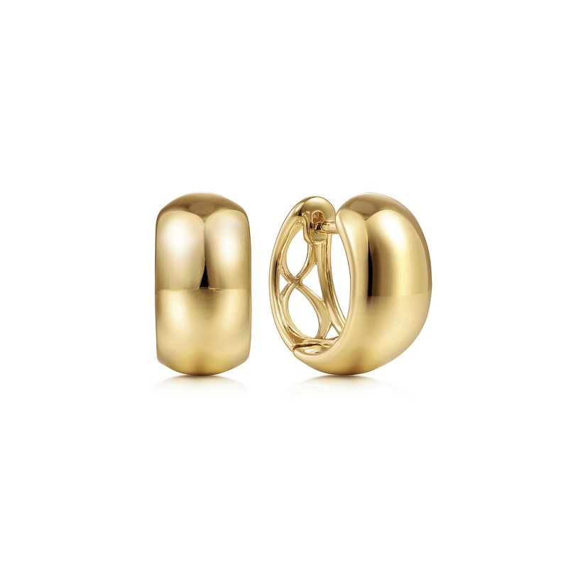 12mm Wide Gold Huggie Earrings