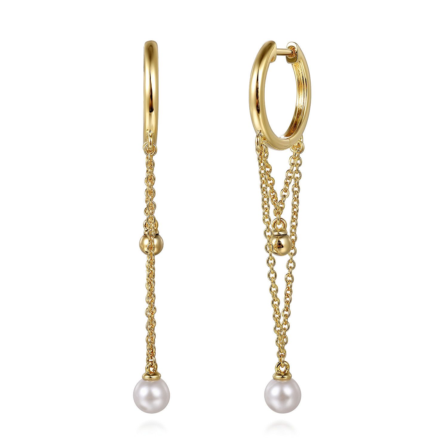 Bujukan and Pearl Drop Huggie Earrings