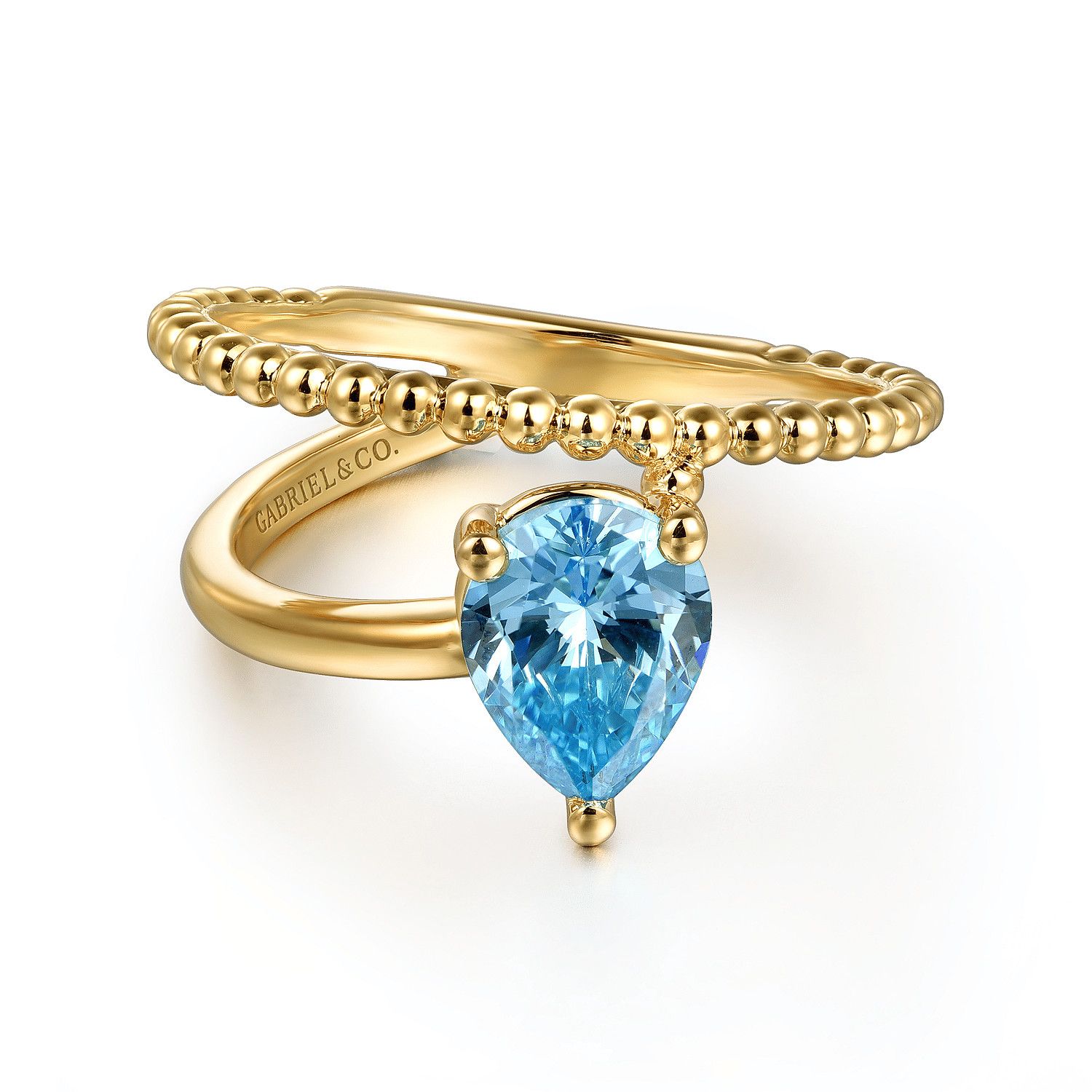 14KY Bujukan and Swiss Blue Topaz Bypass Ring