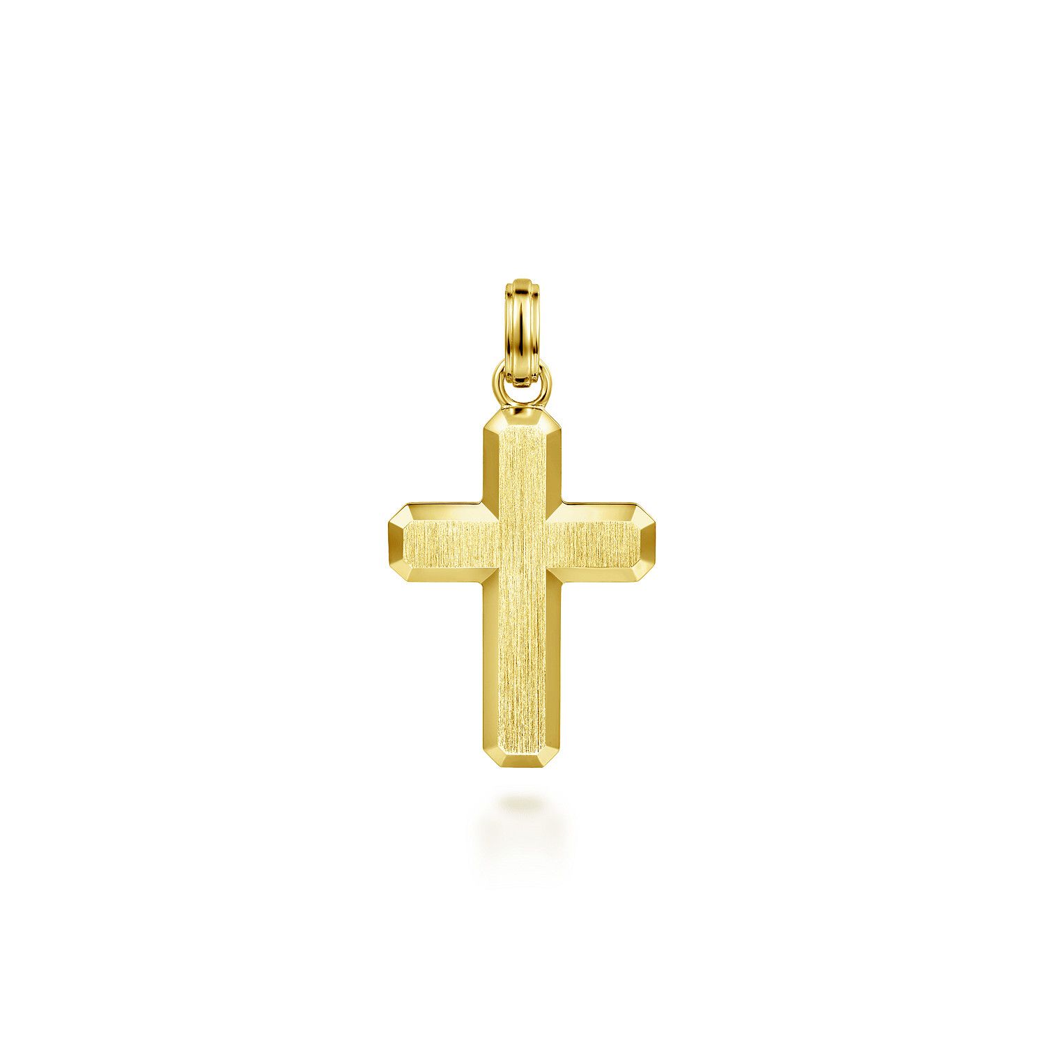 14KY Brush Finish Classic Cross Pendant