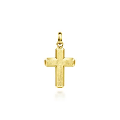 14KY Brush Finish Classic Cross Pendant