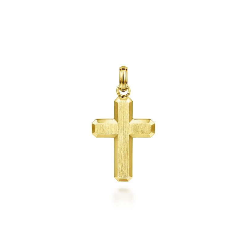 14KY Brush Finish Classic Cross Pendant