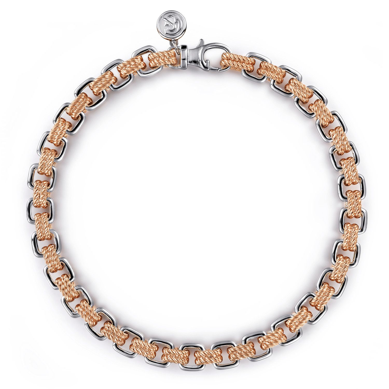 14KRW Rose and White gold Rope Link Bracelet