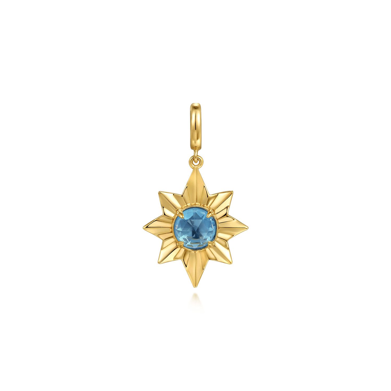14KY Blue Topaz Starburst Pendant