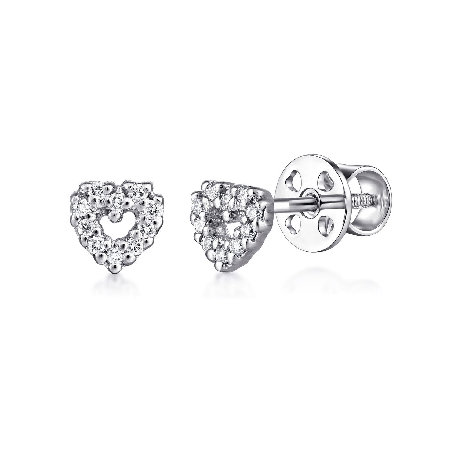 Diamond Heart Stud Earrings