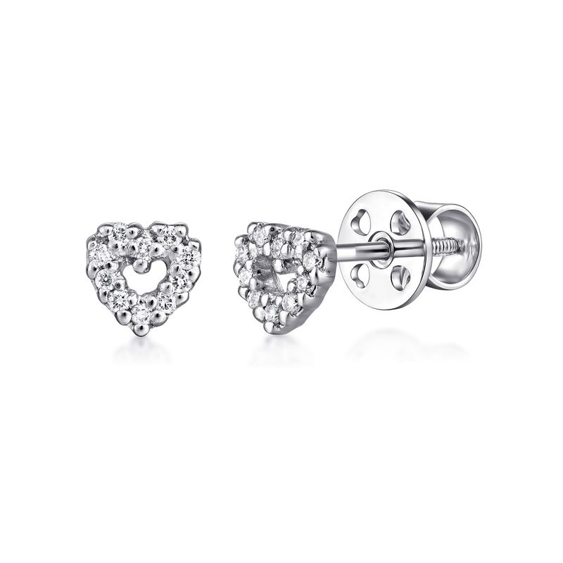 Diamond Heart Stud Earrings