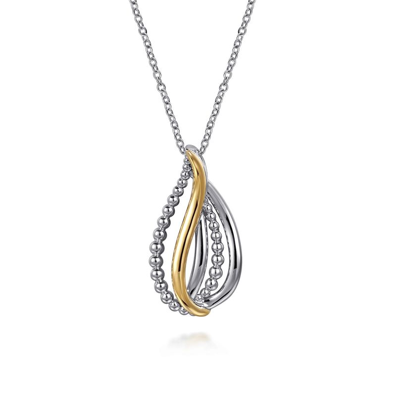 SS/14KY Pear Shaped Wave Pendant