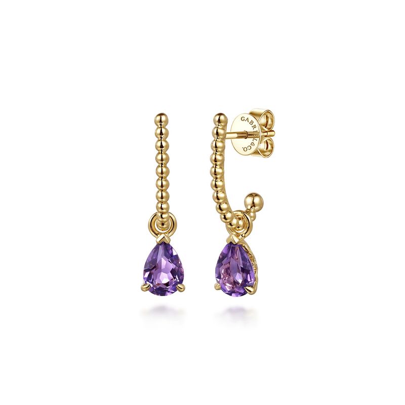 Pear Amethyst Drop Stud Earring