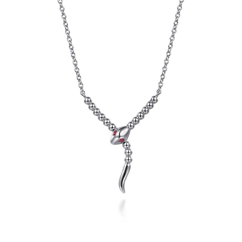 NK7916SVJRB SS Ruby Bujukan Snake Necklace