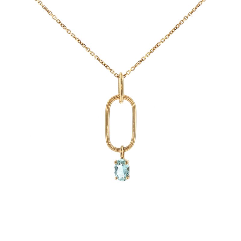 14KY Aquamarine Paper Clip Pendant