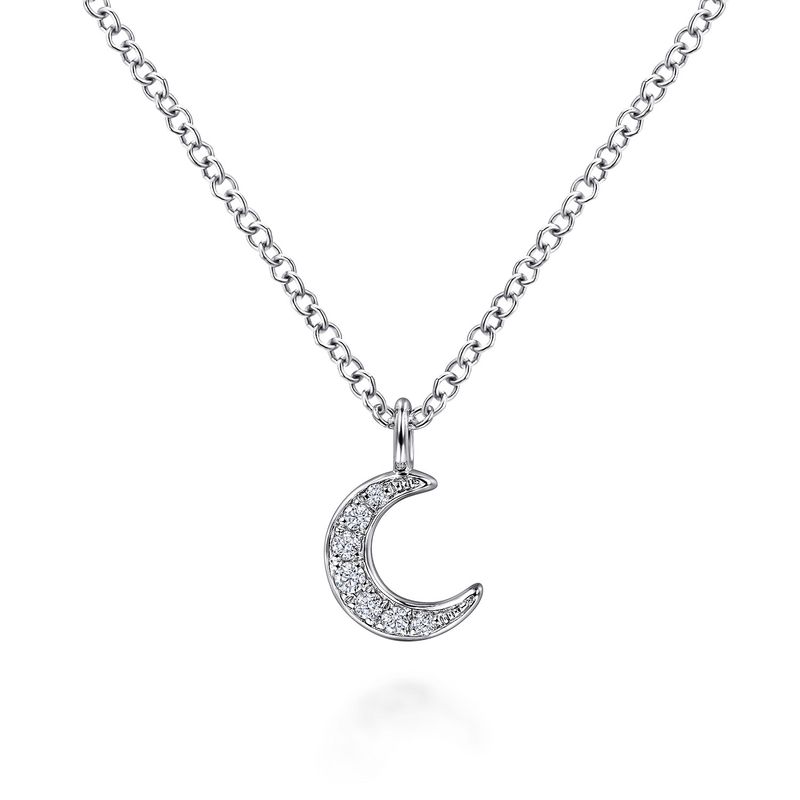 14KW .04cttw Diamond Crescent Necklace