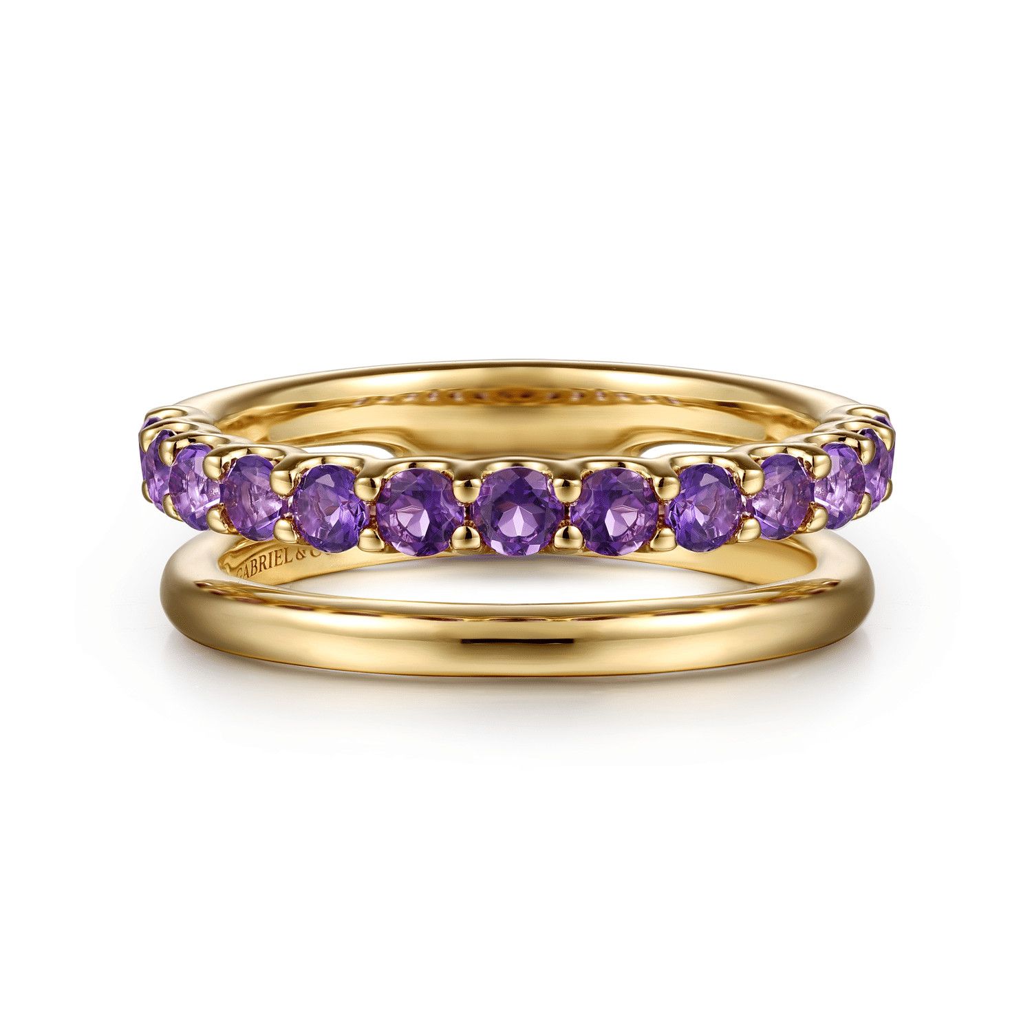 14KY Amethyst Stackable Ring .77cttw