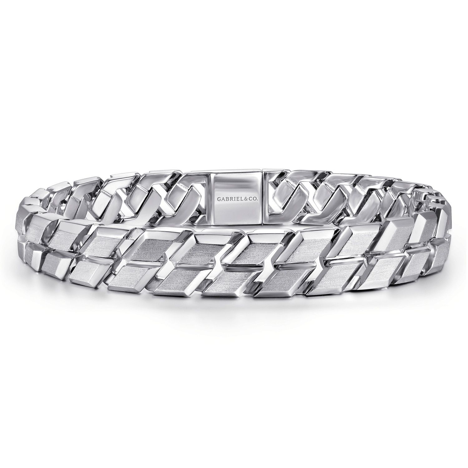 SS 10mm Herringbone Brushed Link Bracelet