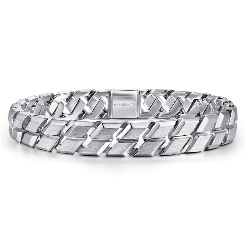 SS 10mm Herringbone Brushed Link Bracelet