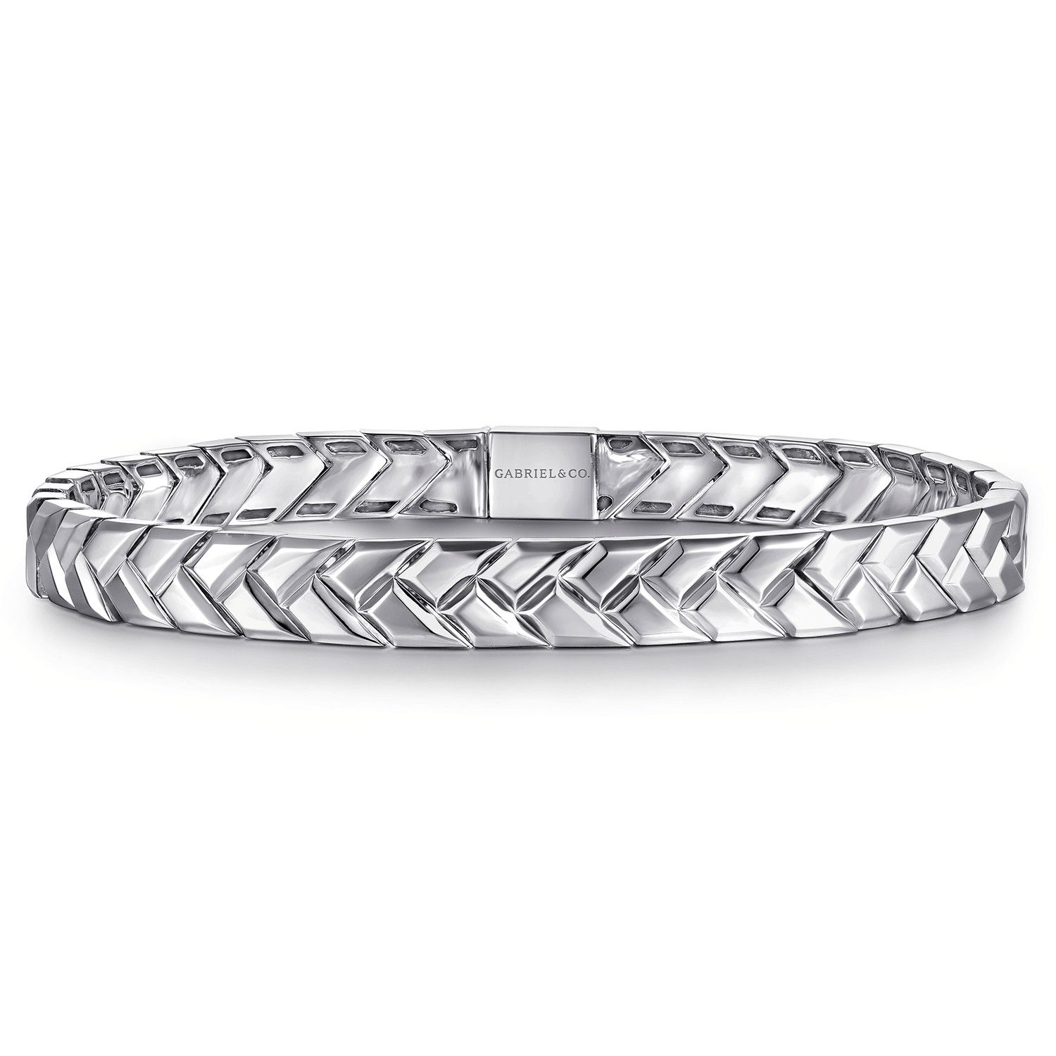 SS 7mm Braided Herringbone Mens Link Bracelet
