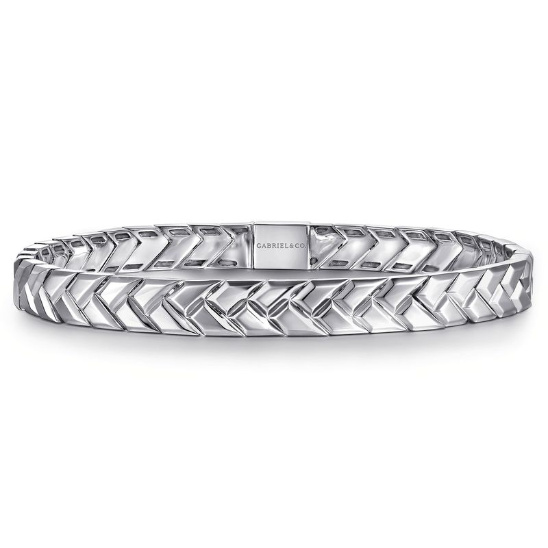 SS 7mm Braided Herringbone Mens Link Bracelet